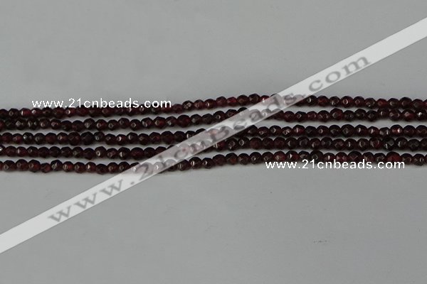 CGA660 15.5 inches 3mm faceted round red garnet beads wholesale