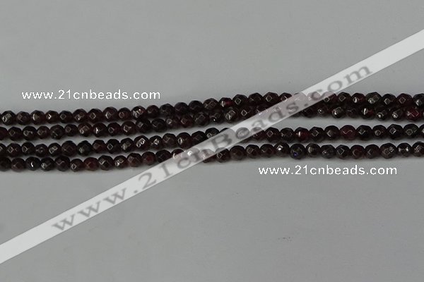 CGA661 15.5 inches 4mm faceted round red garnet beads wholesale