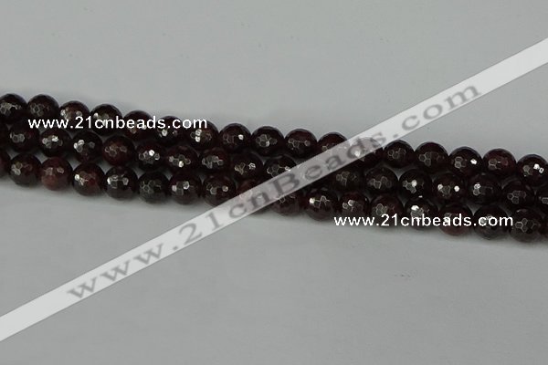 CGA663 15.5 inches 8mm faceted round red garnet beads wholesale