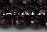 CGA665 15.5 inches 12mm faceted round red garnet beads wholesale