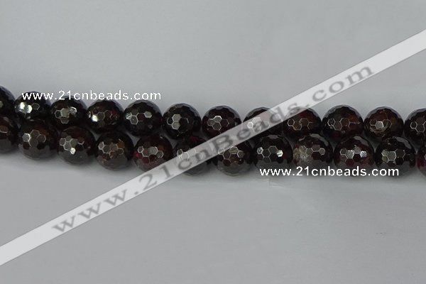 CGA666 15.5 inches 14mm faceted round red garnet beads wholesale