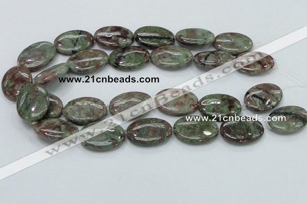 CGA67 15.5 inches 22*30mm oval red green garnet gemstone beads