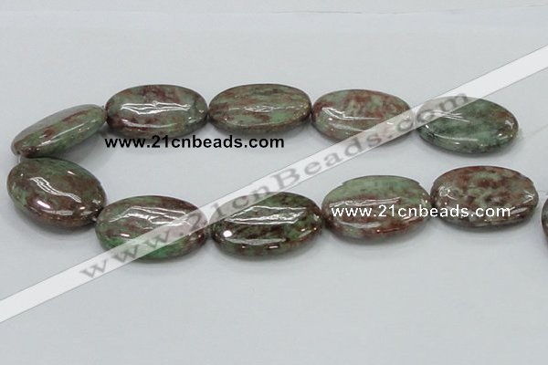 CGA68 15.5 inches 30*40mm oval red green garnet gemstone beads