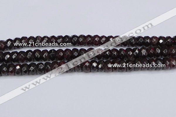 CGA680 15.5 inches 6*11mm faceted rondelle red garnet beads