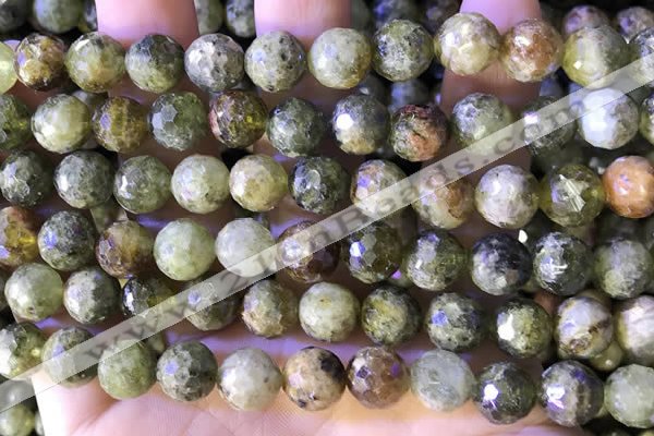 CGA707 15.5 inches 10mm faceted round green garnet beads