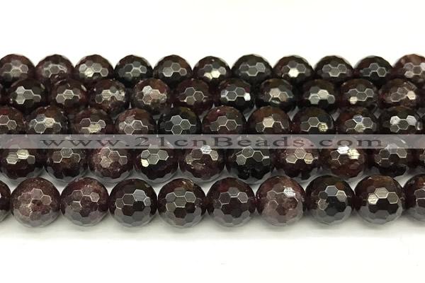 CGA732 15 inches 10mm faceted round red garnet beads wholesale