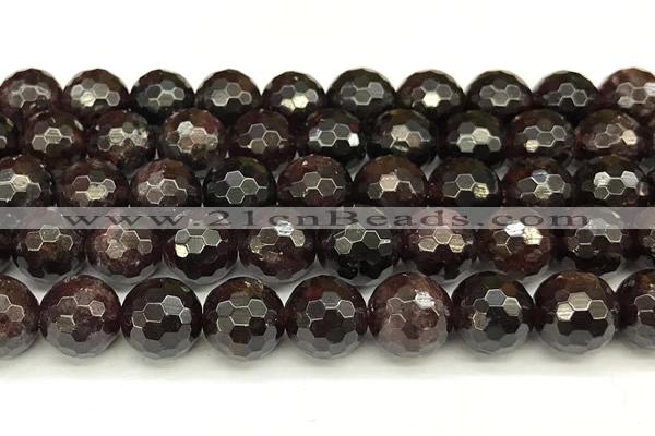 CGA733 15 inches 12mm faceted round red garnet beads wholesale