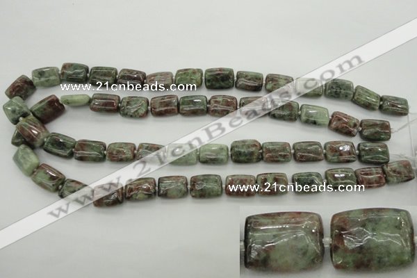 CGA74 15.5 inches 10*14mm rectangle red green garnet gemstone beads