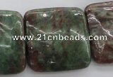 CGA83 15.5 inches 30*30mm square red green garnet gemstone beads