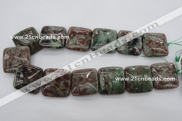 CGA83 15.5 inches 30*30mm square red green garnet gemstone beads