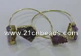 CGB1028 15*20mm - 20*25mm freeform druzy amethyst bangles