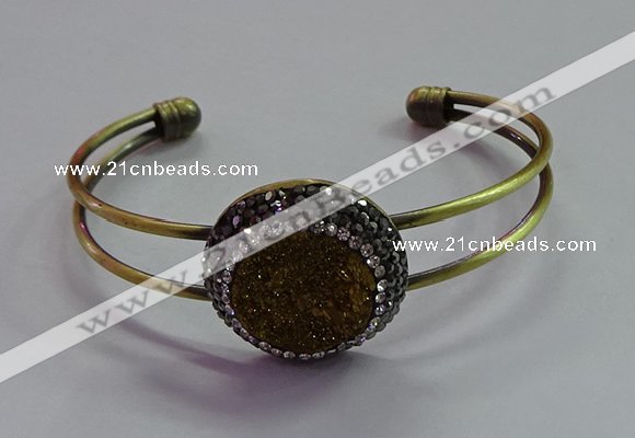 CGB1512 25mm coin plated druzy agate bangles wholesale