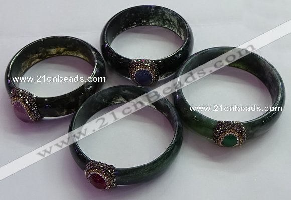 CGB1529 Outer diameter 65mm fashion moss agate & chalcedony bangles