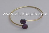 CGB2043 10mm coin plated druzy agate gemstone bangles wholesale