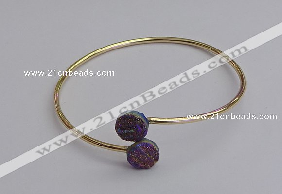 CGB2043 10mm coin plated druzy agate gemstone bangles wholesale