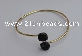 CGB2047 10mm coin plated druzy agate gemstone bangles wholesale