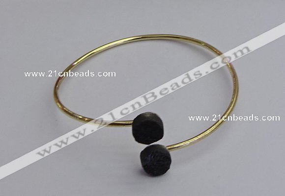 CGB2047 10mm coin plated druzy agate gemstone bangles wholesale