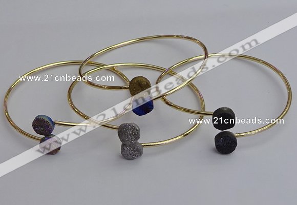 CGB2048 10mm coin plated druzy agate gemstone bangles wholesale