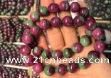 CGB2524 7.5 inches 14mm round ruby zoisite beaded bracelets