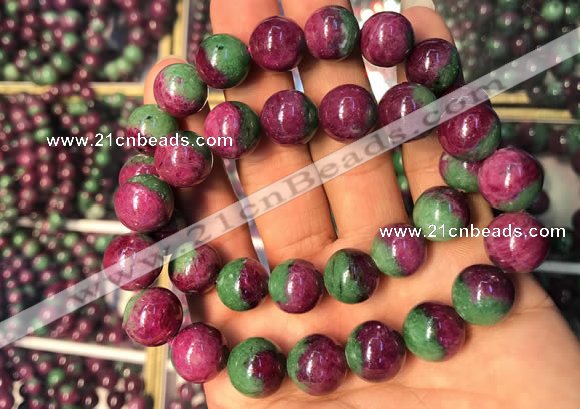 CGB2524 7.5 inches 14mm round ruby zoisite beaded bracelets