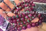 CGB2528 7.5 inches 10mm round ruby zoisite beaded bracelets