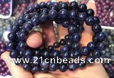 CGB2535 7.5 inches 9mm round sapphire gemstone beaded bracelets