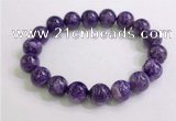 CGB2554 7.5 inches 12mm round charoite gemstone beaded bracelets