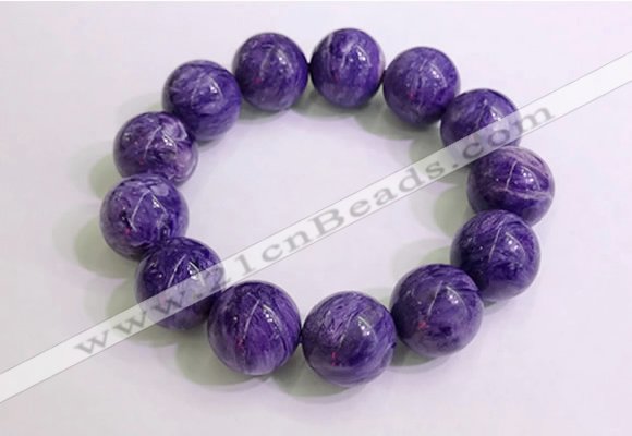 CGB2557 7.5 inches 18mm round charoite gemstone beaded bracelets