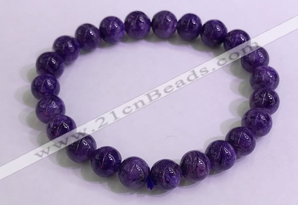 CGB2561 7.5 inches 8mm round charoite gemstone beaded bracelets