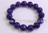 CGB2565 7.5 inches 14mm round charoite gemstone beaded bracelets