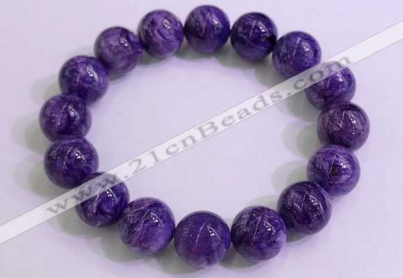 CGB2574 7.5 inches 13mm round charoite gemstone beaded bracelets