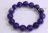 CGB2575 7.5 inches 14mm round charoite gemstone beaded bracelets