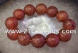 CGB3001 7.5 inches 19mm - 20mm carved round red agate bracelet