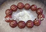 CGB3006 7.5 inches 19mm - 20mm carved round red agate bracelet