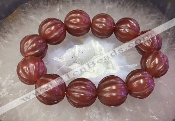 CGB3006 7.5 inches 19mm - 20mm carved round red agate bracelet