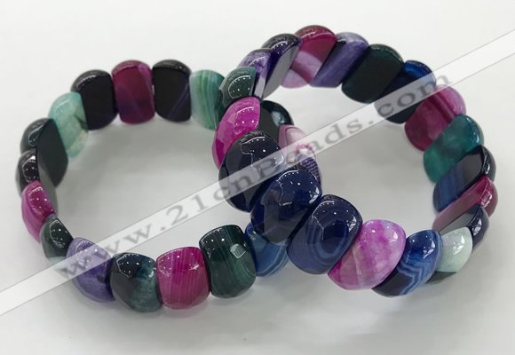 CGB3132 7.5 inches 10*20mm faceted oval agate bracelets