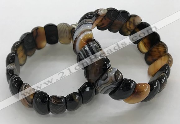 CGB3151 7.5 inches 11*23mm faceted oval agate bracelets