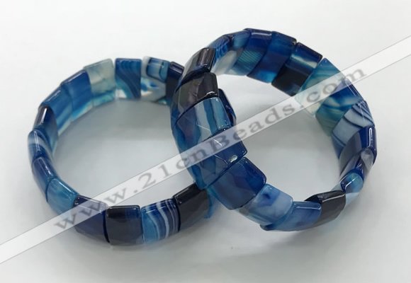 CGB3158 7.5 inches 11*23mm faceted rectangle agate bracelets