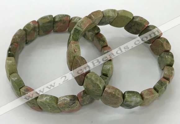 CGB3270 7.5 inches 10*15mm faceted marquise unakite bracelets