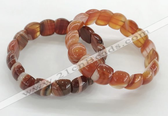 CGB3373 7.5 inches 10*15mm oval red line agate bracelets