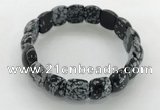 CGB3386 7.5 inches 10*15mm oval snowflake obsidian bracelets