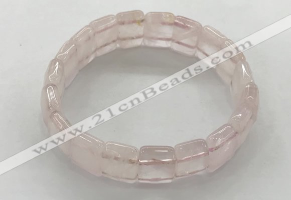 CGB3421 7.5 inches 12*15mm faceted rectangle rose quartz bracelets