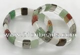 CGB3427 7.5 inches 12*15mm faceted rectangle mixed gemstone bracelets