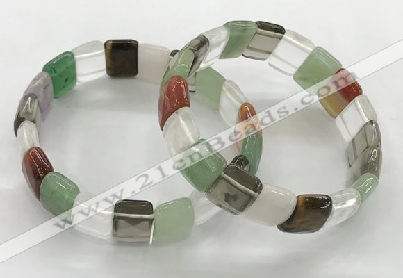 CGB3427 7.5 inches 12*15mm faceted rectangle mixed gemstone bracelets