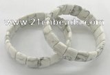 CGB3428 7.5 inches 12*15mm faceted rectangle white howlite bracelets
