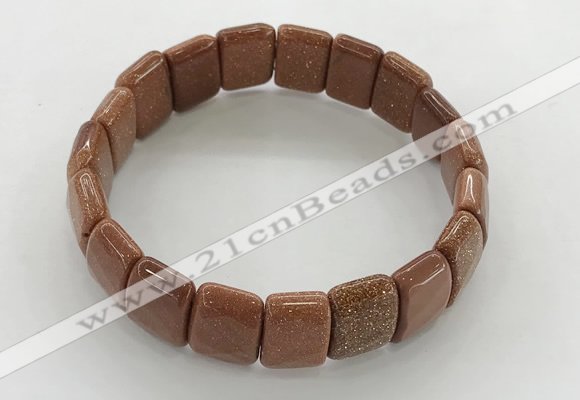 CGB3430 7.5 inches 12*15mm faceted rectangle goldstone bracelets