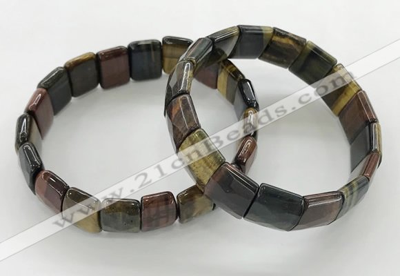 CGB3434 7.5 inches 12*15mm faceted rectangle mixed tiger eye bracelets