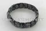 CGB3437 7.5 inches 12*15mm faceted rectangle snowflake obsidian bracelets