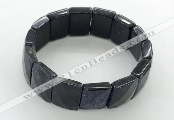 CGB3481 7.5 inches 15*20mm faceted rectangle blue goldstone bracelets