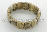 CGB3482 7.5 inches 15*20mm faceted rectangle picture jasper bracelets